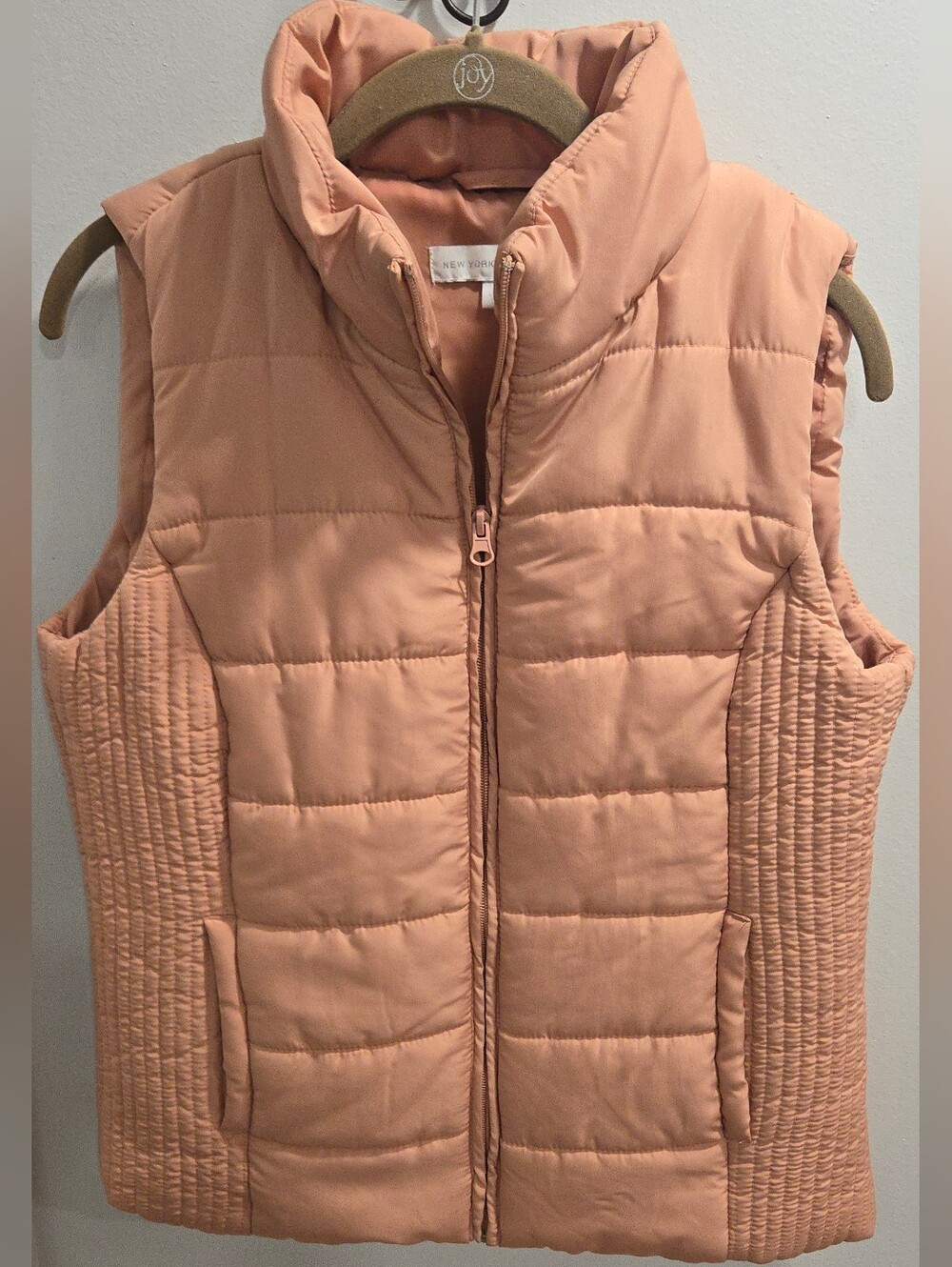 New York & Company Peach Quilted Puffer Vest - Size M